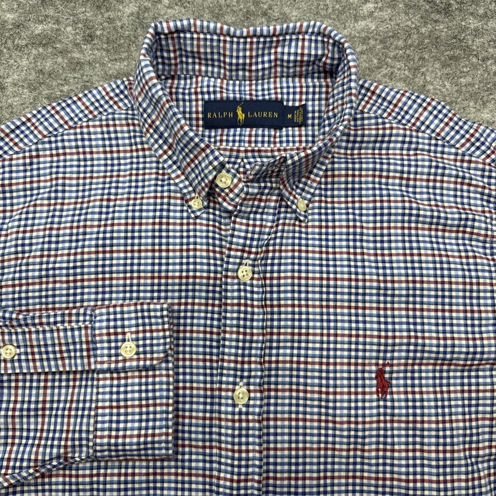 Ralph Lauren shirt men's medium plaid red pony logo long sleeve button down